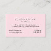 Elegant modern wit marmer pastelroze en zilver visitekaartje (Achterkant)