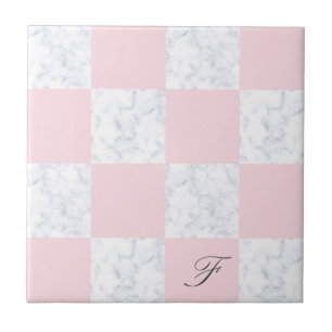 Elegant modern wit marmer roze gerookt tegeltje