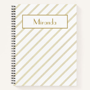 Elegant Modern Wit Met Gestippelde Gouden Lijnen Notitieboek