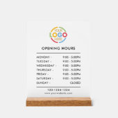 Elegant modern wit | Openingstijden Business Logo Acryl Bord (Voorkant)