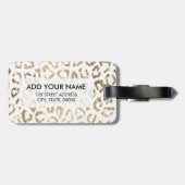 Elegant, modern, wit papier met goudluipaard bagagelabel (Achterkant horizontaal)