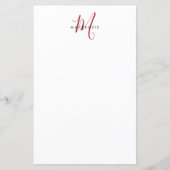 Elegant Modern Wit Rode Script Monogram Papier (Voorkant)