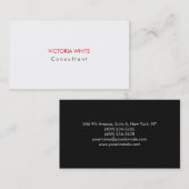 Elegant Modern Wit Rood Grijs Minimalist Visitekaartje (Voorkant / Achterkant)