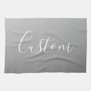Elegant modern wit script schrijven grijs verloop theedoek