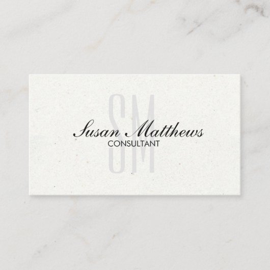Elegant Modern Wit Simpel Schrift Monogram Visitekaartje (Voorkant)