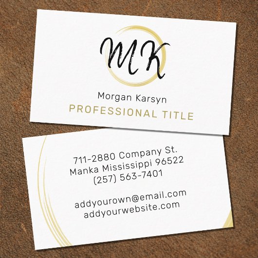 Elegant Modern Wit Simple Chique Wit Goud Zwart op Visitekaartje