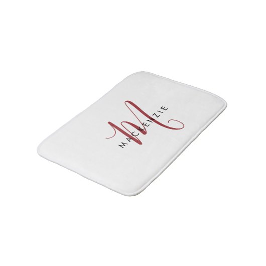 Elegant modern wit zwart-witmonogram badmat (Gekanteld)
