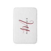 Elegant modern wit zwart-witmonogram badmat (Voorkant Verticaal)