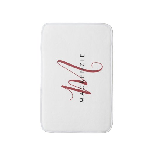 Elegant modern wit zwart-witmonogram badmat (Voorkant Verticaal)
