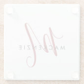 Elegant modern wit zwart-witmonogram glazen onderzetter (Achterkant)