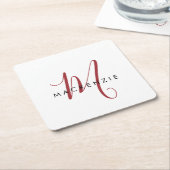 Elegant modern wit zwart-witmonogram kartonnen onderzetters (Schuin)