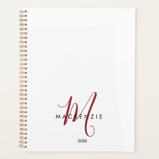 Elegant modern wit zwart-witmonogram planner (Voorkant)