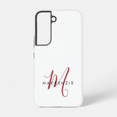 Elegant modern wit zwart-witmonogram samsung galaxy hoesje (Achterkant)