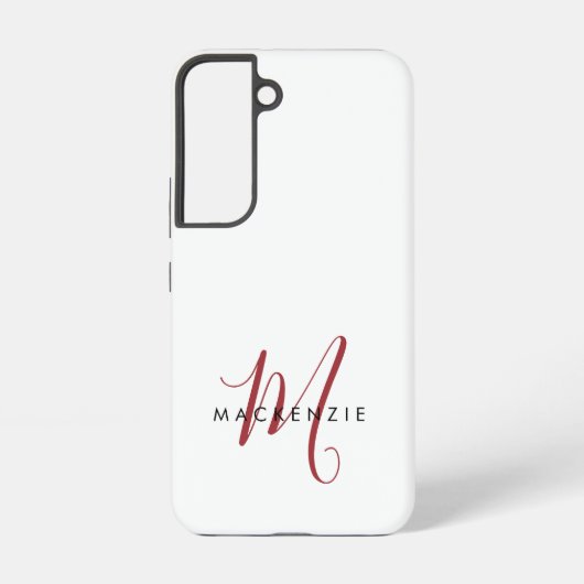 Elegant modern wit zwart-witmonogram samsung galaxy hoesje (Achterkant)