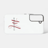 Elegant modern wit zwart-witmonogram samsung galaxy hoesje (Achterkant horizontaal)