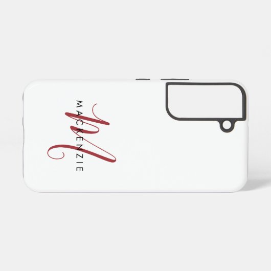 Elegant modern wit zwart-witmonogram samsung galaxy hoesje (Achterkant horizontaal)