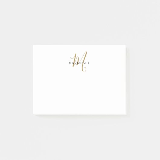 Elegant Modern Witgoud Schrift Monogram Post-it® Notes (Voorkant)