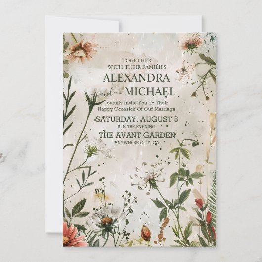 Elegant Modern Woodland Herfst Floral Wedding Kaart (Voorkant)