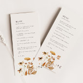 Elegant Modern Woodland Herfst Floral Wedding Menu