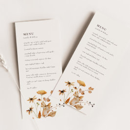 Elegant Modern Woodland Herfst Floral Wedding Menu