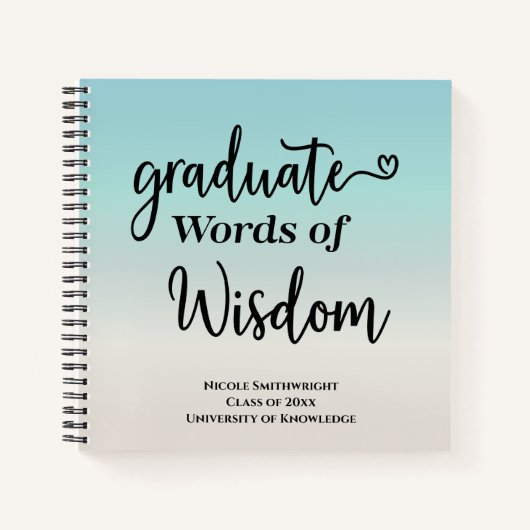 Elegant Modern Words of Advice Wisdom Afstuderen Notitieboek (Voorkant)