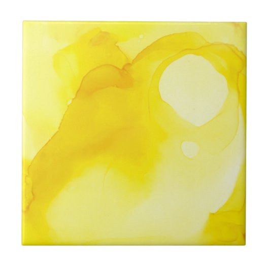 Elegant Modern Yellow and White Abstract Watercolo Tegeltje (Voorkant)