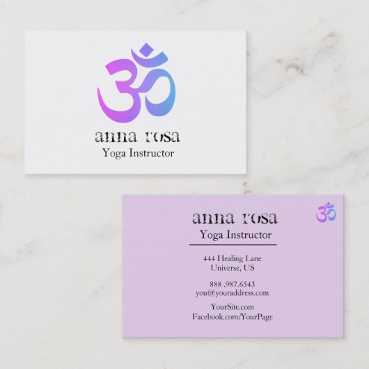 *~* Elegant Modern Yoga Instructor Om Aum Symbol Visitekaartje (Voorkant / Achterkant)