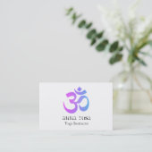 *~* Elegant Modern Yoga Instructor Om Aum Symbol Visitekaartje (Staand voorkant)