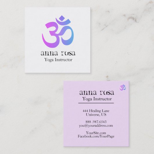 *~* Elegant modern Yoga Instructor um om Symbool Vierkante Visitekaartje (Voorkant / Achterkant)