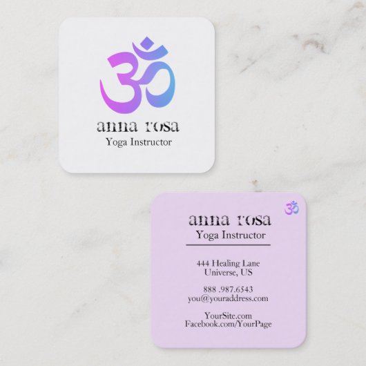*~* Elegant modern Yoga Instructor um om Symbool Vierkante Visitekaartje (Voorkant / Achterkant)