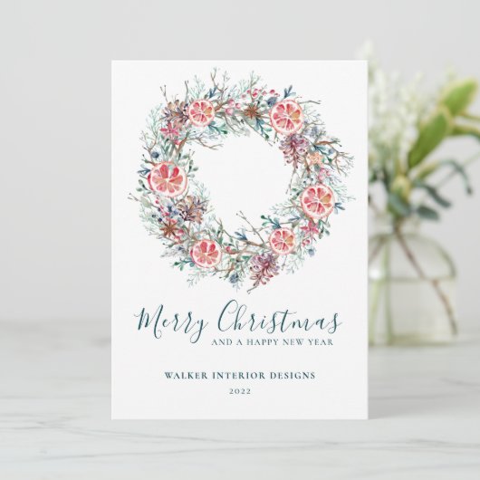 Elegant modern zakelijk kerstfeest voor zakelijk g feestdagenkaart (Staand voorkant)