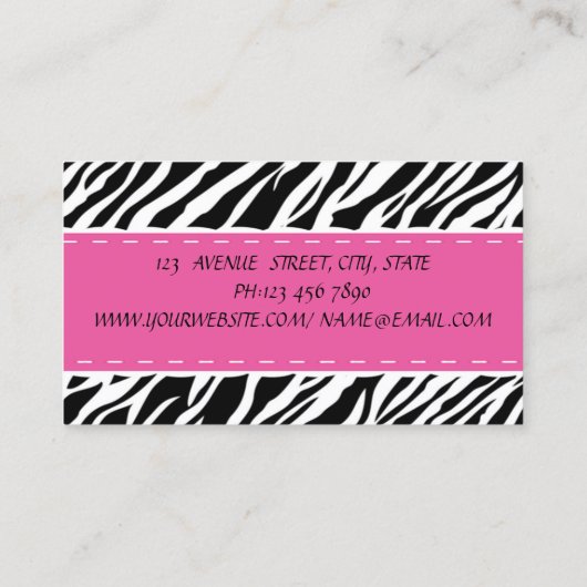 Elegant modern Zebra Print, Frans Macaron Visitekaartje (Achterkant)