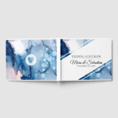 ** Elegant Modern Zee Blauwe Waterverf bruiloft Gastenboek (Volledig)