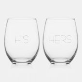 Elegant Modern "Zijn + Haar" Koppels' Wijnglas Zonder Voet (Voorkant)