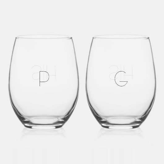 Elegant modern "zijn + zijn" homostel monogram wijnglas zonder voet (Achterkant)