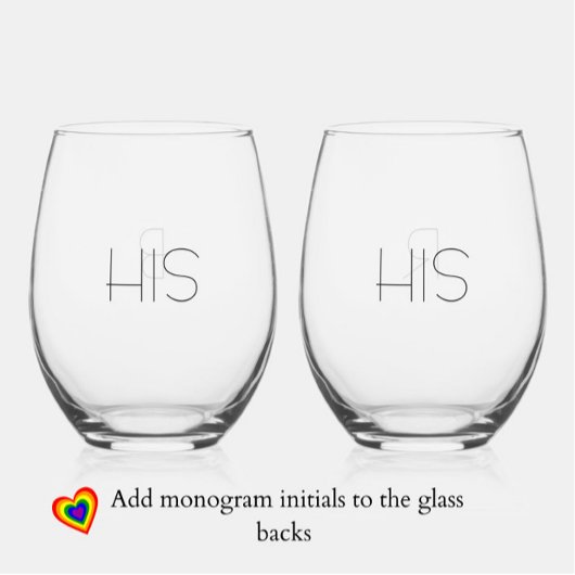 Elegant modern "zijn + zijn" homostel monogram wijnglas zonder voet