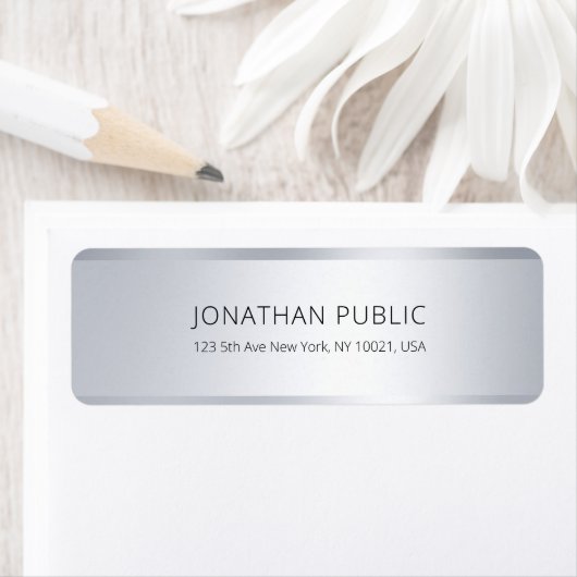 Elegant Modern Zilver Custom Eenvoudig Retouradres Etiket (Insitu)