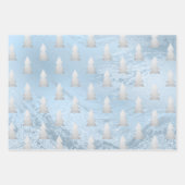 Elegant modern zilver- en blauw kerstpatroon inpakpapier vel (Voorkant 2)