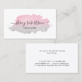 Elegant modern zilver- en roos goudglitter-planner visitekaartje (Voorkant / Achterkant)