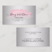 Elegant modern zilver- en roos goudglitter-planner visitekaartje (Voorkant / Achterkant)