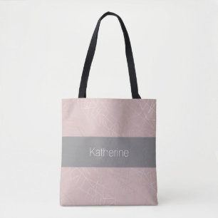 Elegant modern zilver geometrisch driehoekje roze tote bag