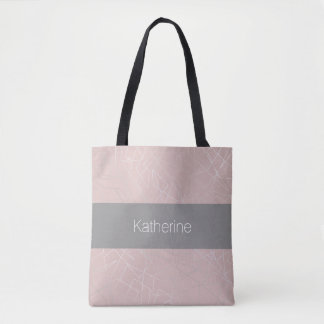 Elegant modern zilver geometrisch driehoekje roze tote bag