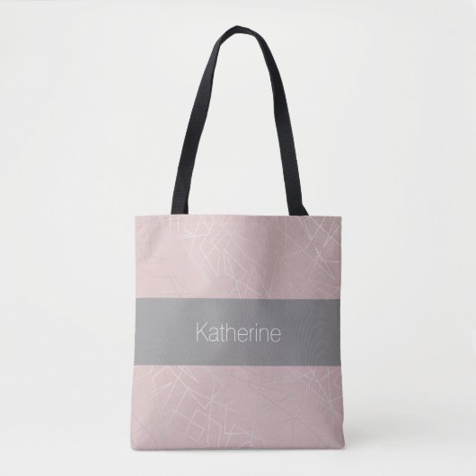 Elegant modern zilver geometrisch driehoekje roze tote bag (Voorkant)