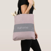 Elegant modern zilver geometrisch driehoekje roze tote bag (Dichtbij)