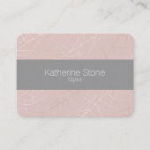 Elegant modern zilver geometrisch driehoekje roze visitekaartje (Voorkant)