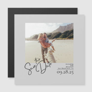 Elegant Modern Zilver Grijs Save the Date Foto Magnetische Uitnodiging