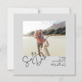 Elegant Modern Zilver Grijs Save the Date Foto Magnetische Uitnodiging (Voorkant)