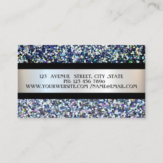 Elegant modern, zilver Lijst, zwarte streep, sequi Visitekaartje (Achterkant)