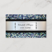 Elegant modern, zilver Lijst, zwarte streep, sequi Visitekaartje (Voorkant)