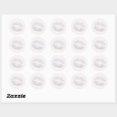 Elegant modern zilver lippen roze make-up ronde sticker (Vel)